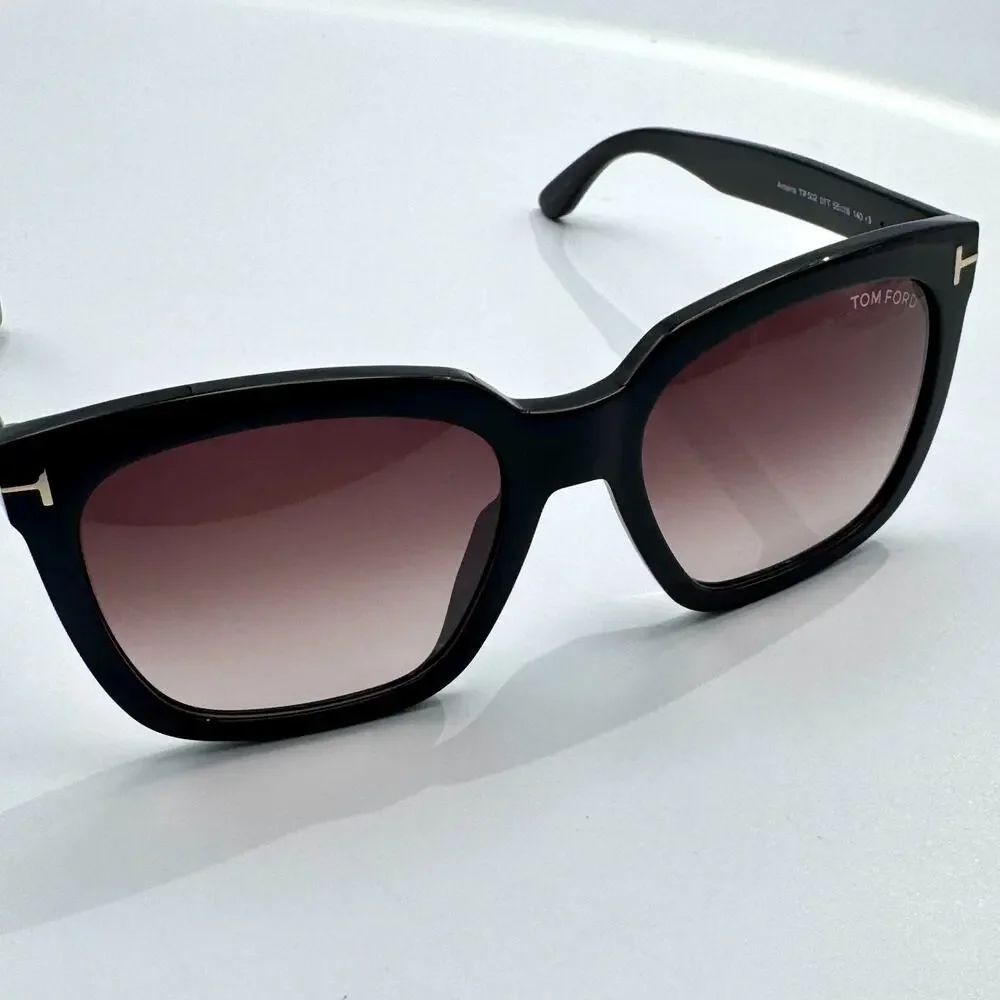Tom Ford Sunglasses Amarra TF502 01T Black Butterfly Gradient Bordeaux Lens 55mm